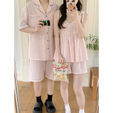 批发实拍实价 夏季新款<b class='q'>情侣</b><b class='q'>睡衣</b>女韩系吊带条纹简约<b class='q'>家居服</b>