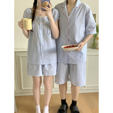 批发实拍实价 夏季新款<b class='q'>情侣</b><b class='q'>睡衣</b>女韩系条纹简约<b class='q'>家居服</b>