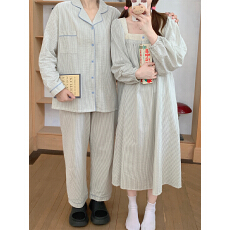 批发实拍实价 秋季新款<b class='q'>情侣</b><b class='q'>睡衣</b>韩版宽松条纹长袖休闲<b class='q'>家居服</b>