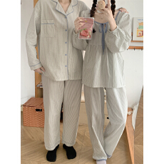 批发实拍实价 新款<b class='q'>睡衣</b>女韩系简约条纹休闲宽松舒适亲肤家居服套装