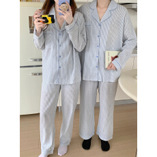 批发实拍实价 <b class='q'>情侣</b><b class='q'>睡衣</b>春秋款长袖韩版简约条纹男女士秋季<b class='q'>家居服</b>套装