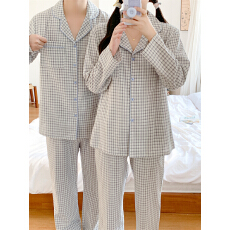 实拍实价 春季新款情侣睡衣韩版宽松长袖休闲家居服套装