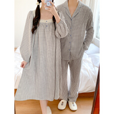 实拍实价 春季新款情侣睡衣韩版宽松长袖休闲家居服套装