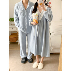 批发实拍实价 冬季新款情侣睡衣女韩系简约家居服