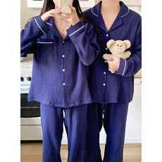 批发实拍实价 春季新款<b class='q'>情侣</b><b class='q'>睡衣</b>韩版宽松纯色长袖休闲家居服套装