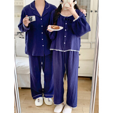 批发实拍实价 春季新款<b class='q'>情侣</b><b class='q'>睡衣</b>韩版宽松纯色长袖休闲家居服套装
