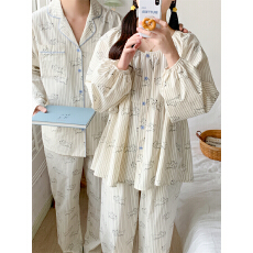 批发实拍实价 春季新款情侣<b class='q'>睡衣</b>韩版宽松长袖休闲家居服