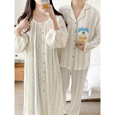 批发实拍实价 春季新款情侣睡衣<b class='q'>韩版</b>宽松条纹<b class='q'>长袖</b>休闲家居服套装