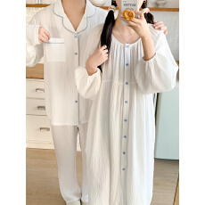 实拍实价 春季新款情侣睡衣韩版宽松纯色长袖休闲家居服套装