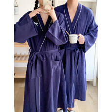 批发实拍实价 新款情侣睡袍浴袍长款纯色长袖家居服睡衣