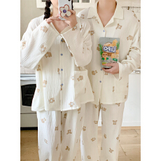 批发实拍实价 新款情侣睡衣<b class='q'>韩版</b>宽松<b class='q'>长袖</b>休闲家居服套装