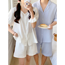 批发实拍实价 夏季新款睡衣女韩版简约纯色套装花边睡裙家居服