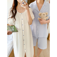 批发实拍实价 夏季新款<b class='q'>情侣</b><b class='q'>睡衣</b>韩版宽松纯色<b class='q'>短袖</b>休闲家居服套装