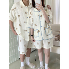 批发实拍实价 新款<b class='q'>情侣</b><b class='q'>睡衣</b>韩版宽松短袖休闲家居服套装