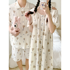 批发实拍实价 韩<b class='q'>夏季</b>新款睡裙<b class='q'>情侣</b><b class='q'>卡通</b>短袖睡衣家居服睡裙