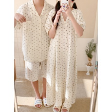 批发实拍实价 夏装新款双层纱V领<b class='q'>短袖</b>连衣裙睡衣情侣家居服