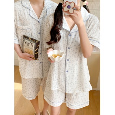 批发实拍实价 短袖情侣装<b class='q'>睡衣</b>女夏季新款ins碎花休闲家居服套装