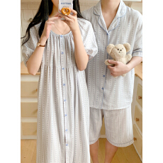 实拍实价 夏季新款情侣睡衣韩版宽松短袖休闲家居服睡裙