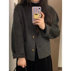 批发灰色独特超好看秋冬呢子大衣女入冬季2025新款毛呢外套高级感