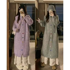 批发实拍大码女<b class='q'>装</b>新秋冬彩扣慵懒风<b class='q'>中长款</b>针织毛衣外套+阔腿<b class='q'>裤</b><b class='q'>两件套</b>