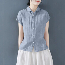 批发<b class='q'>衬衫</b>外贸夏季小衫<b class='q'>衬衣</b>短袖2025新款上衣春秋女装棉麻亚麻高端品牌