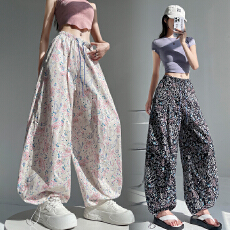 批发实拍大码胖MM<b class='q'>韩版</b>夏季两穿高腰宽松束脚休闲印花工装裤速干<b class='q'>运动</b>裤