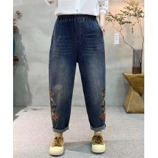 批发2026春<b class='q'>哈伦</b>牛仔<b class='q'>裤</b>早春款宽松显瘦加肥加大码胖女孩高腰<b class='q'>裤</b>子