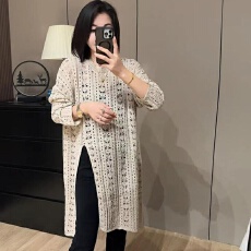 批发遮肉气质百搭中<b class='q'>长款</b>开衩<b class='q'>针织</b>衫女2026春季新款慵懒风宽松显瘦上衣