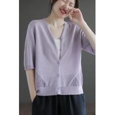 批发2026新款大码气质减龄纯色<b class='q'>中袖</b>毛衣针织衫女夏季宽松V领显瘦<b class='q'>上衣</b>