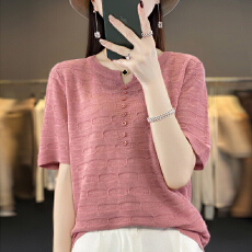 批发清爽竹节棉麻正肩t恤大码女装短袖<b class='q'>胖</b><b class='q'>mm</b>遮肉显瘦针织半袖冰丝上衣