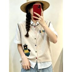 批发秋装新款2026韩系圆领叠穿刺绣针织马甲女气质毛衣背心开衫上衣