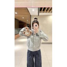 批发【原版做工+后包】韩系小熊灰色连帽<b class='q'>卫衣</b>女早秋<b class='q'>短款</b>拉链开衫外套