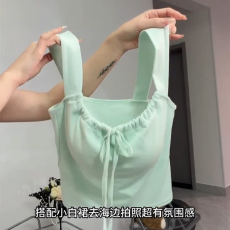 批发1*1随心裁260克女带胸垫美背<b class='q'>文胸</b>一体背心夏外穿显瘦短款无袖