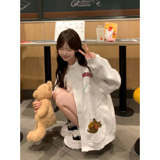 批发原版毛巾绣美式复古小狗刺绣卫衣棒球服chic百搭休闲宽松<b class='q'>开衫</b>外套
