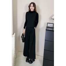 批发时尚套装女2025秋季新款洋气显瘦马甲背心<b class='q'>打底</b>衫阔腿<b class='q'>裙裤</b>三件套潮