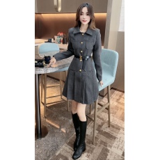 批发黑色呢子<b class='q'>连衣裙</b>女2025秋冬季新款法式收腰显瘦<b class='q'>气质</b>通勤长袖短裙子