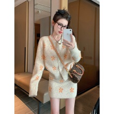 批发小个子毛衣套装女秋冬季新款加厚洋气减龄时尚慵懒风半身裙两件套
