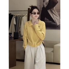 批发韩系坑条翻领针织<b class='q'>开衫</b>女长袖毛衣2025秋季新款独特超好看外套上衣