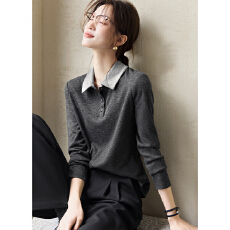 批发韩系撞色拼接课代表2025<b class='q'>秋</b>冬季款时髦百搭舒适保暖加厚内搭衬衫