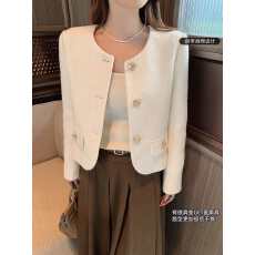 批发岛歌夫人法式复古千金羊毛白色小香风外套高级感女<b class='q'>春秋</b>季气质短款