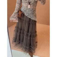 批发韩系高腰蛋糕a字半身裙女秋季2025年冬季<b class='q'>新款</b>显瘦蓬蓬网纱长裙子