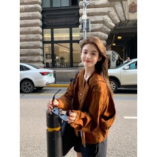 批发复古麂皮绒<b class='q'>外套</b>oversize美式棒球服<b class='q'>夹克</b>上衣女秋冬欧洲站欧货爆款