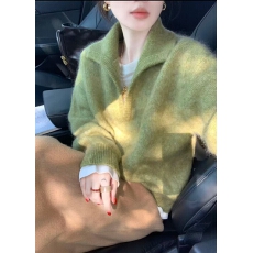 批发韩系时尚气质大翻领针织衫上衣女<b class='q'>秋</b>冬高级感薄款微透修身显瘦毛衣