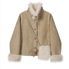 批发配包包韩系气质宽松短<b class='q'>外套</b>女秋冬新款高级感加绒上衣Y51054812