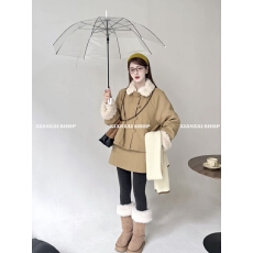 批发XIANZAI抹茶奶昔冬季新款工装翻领加厚羽绒服<b class='q'>外套</b>短裙两件套装