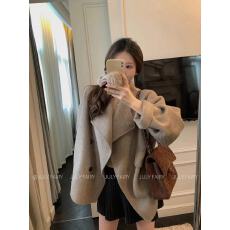 批发JULY FAIRY 里约日落~设计感双面呢大衣女蚕丝羊毛小个子慵懒外套