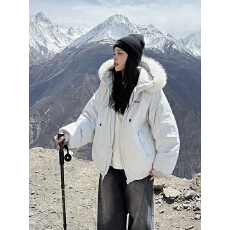 批发<b class='q'>明星</b><b class='q'>同款</b>大毛领派克羽绒棉服女2025新款冬季保暖加厚工装棉袄外套