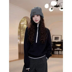 YANYAN高领半拉链毛衣女秋冬慵懒风长袖针织衫