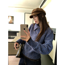 批发韩系羊驼绒针织衫设计感打底上衣女秋冬潮刺绣花圆领保暖<b class='q'>毛衣</b>