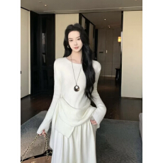 批发韩系设计感不规则针织衫阔腿裤两件套2025新款秋冬慵懒气质套装女